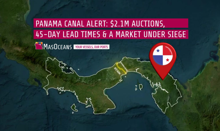 Panama Canal transit route showing current operational pressure and congestion