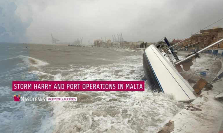Storm Harry impact on port operations in Malta