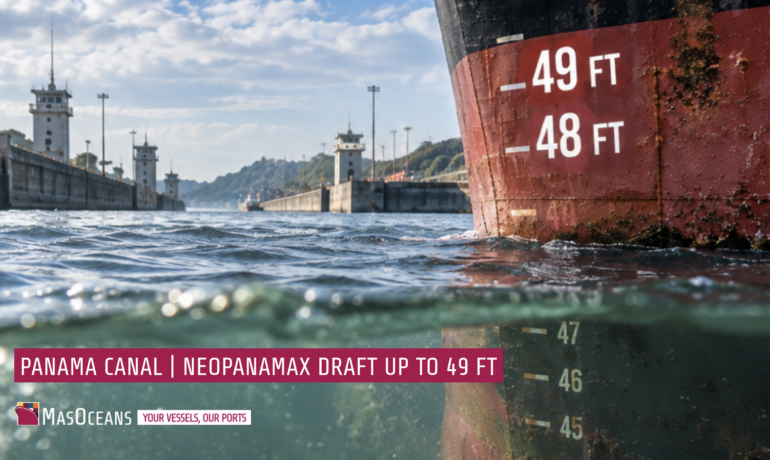 Neopanamax draft increase to 49 ft at the Panama Canal